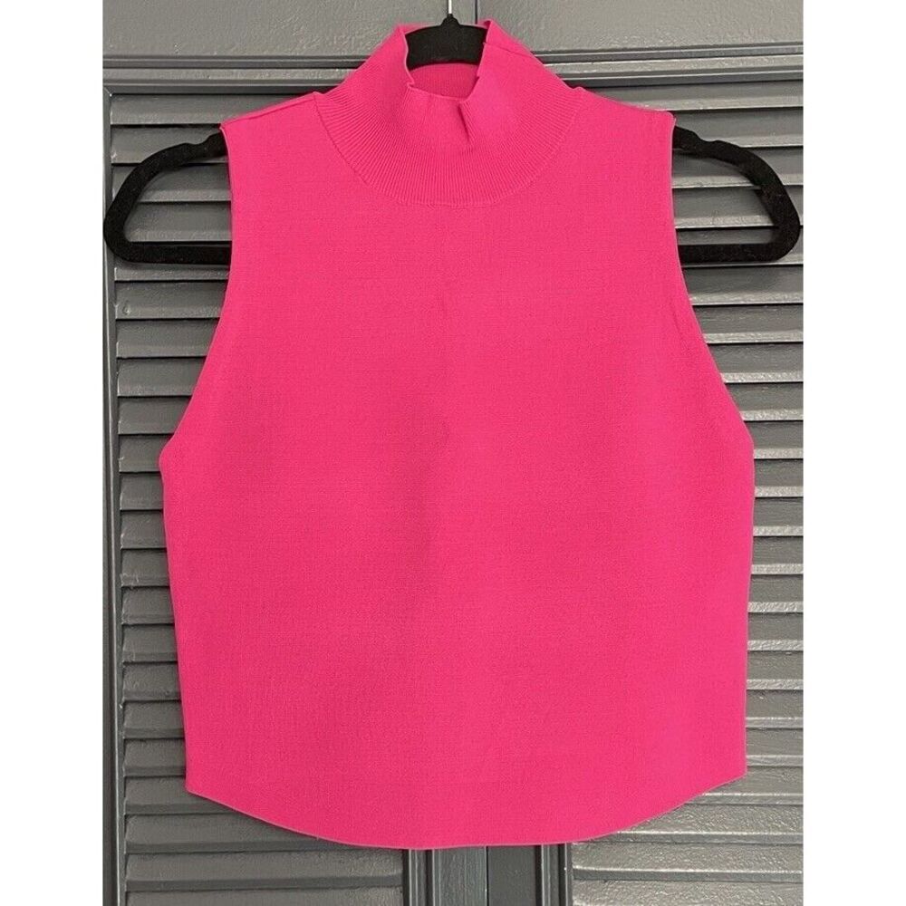Knit Mock Neck Sleeveless Bodycon Stretch Hot Pink House of Harlow 1960 (M) NWT
